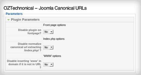 Joomla! Canonical URLs plugin
